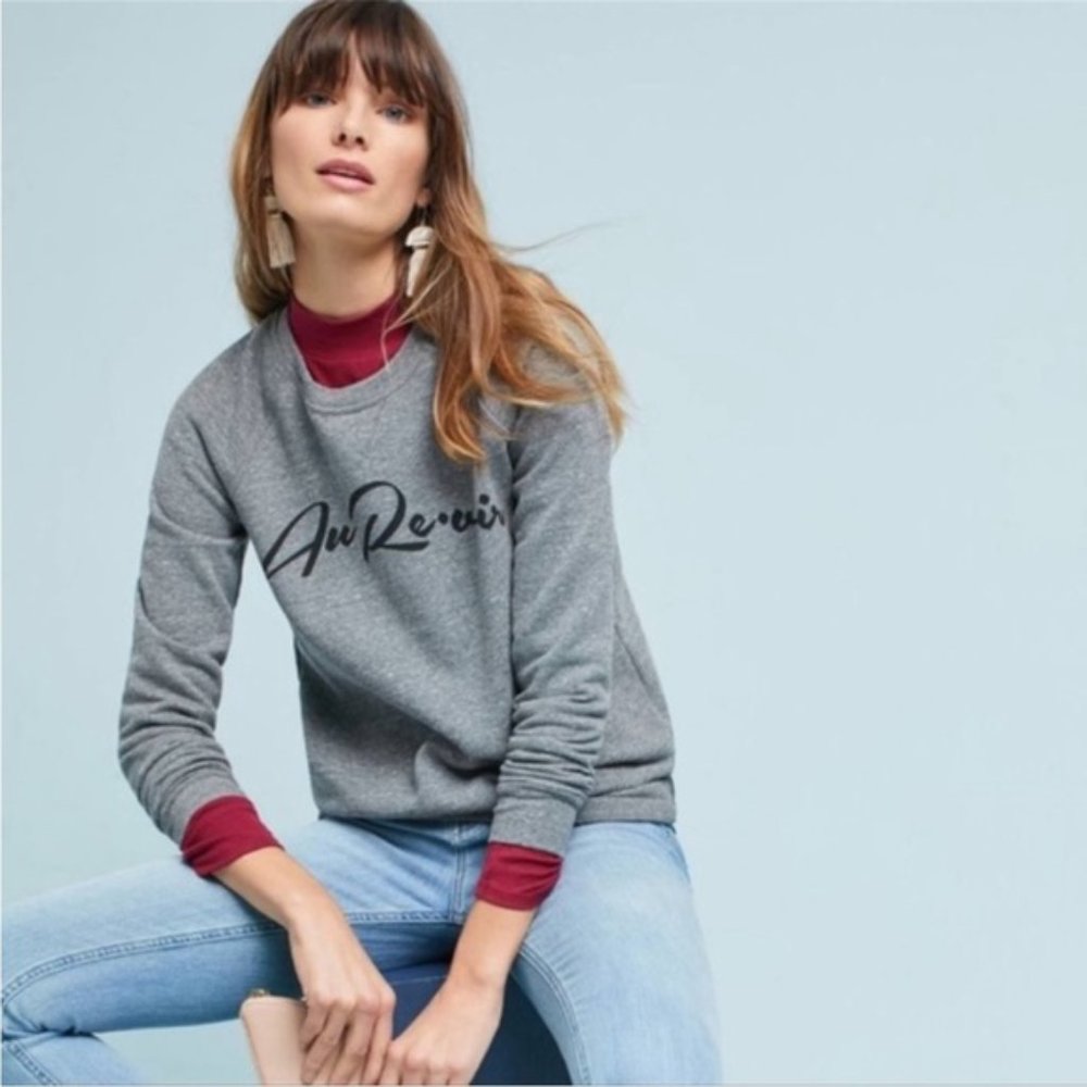 Sol Angeles Gray Script Logo Crewneck Sweatshirt with Burgundy Layered Look